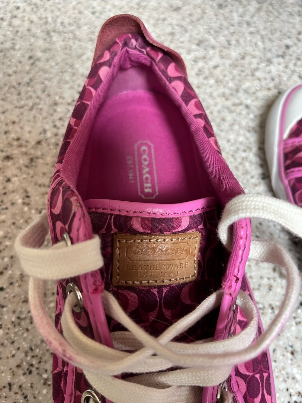 COACH Pink Signature Canvas Lace-Up Sneakers - Picture 6 of 6